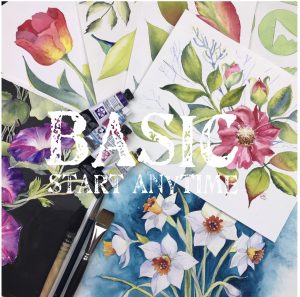 Flowers. Watercolour course. Beginners. BASIC.