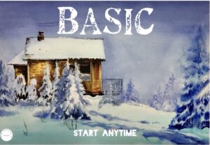 Winter Cabin. Watercolour workshop. BASIC.